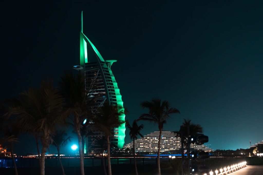 Bentley Supersports Dubai debut event with Burj Al Arab in green